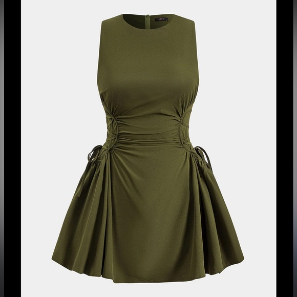 Micas Dresses & Skirts - NWT MICAS Ruched Strappy Zipper Sleeveless Mini Dress coquette Feminine